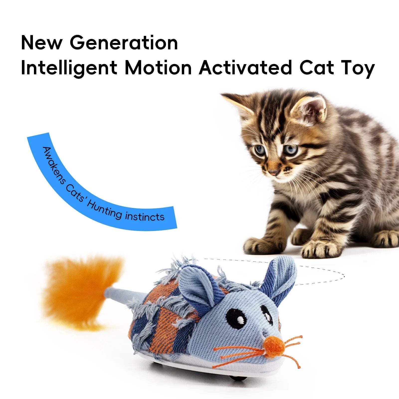 NEW Motion Cat Toy Electronic Moving Mouse Cat Toy Interactive Cat Toy With Rechargeable Battery Sound Box Cat Mouse Feather