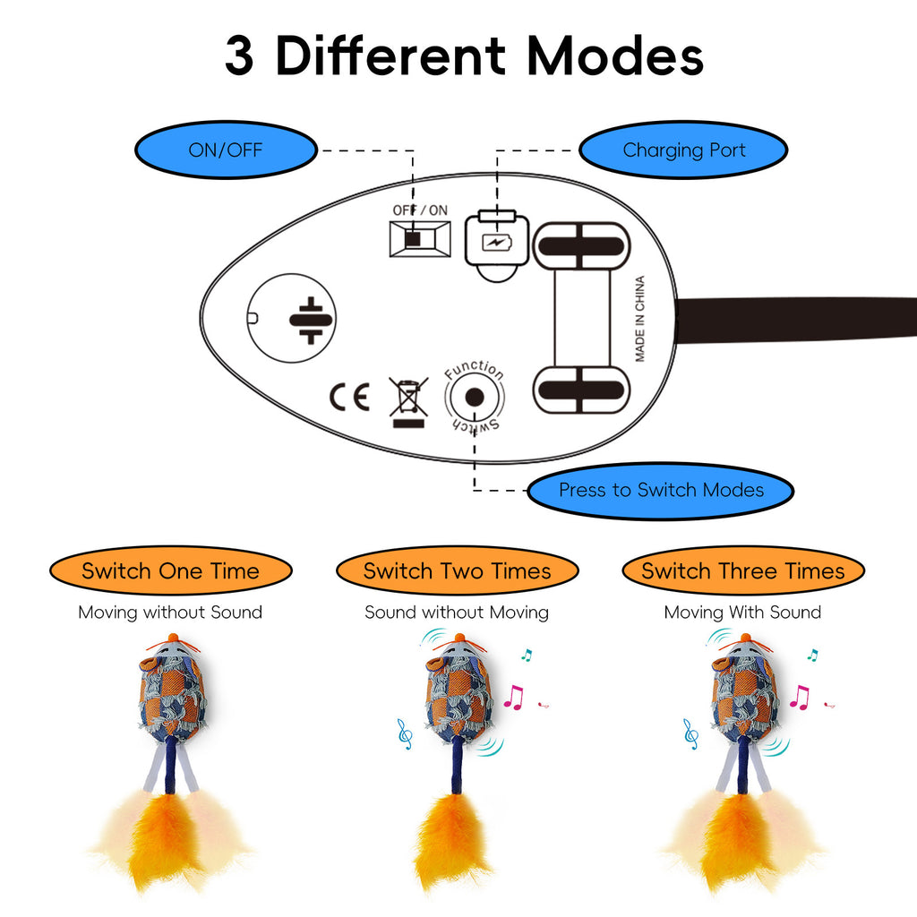 NEW Motion Cat Toy Electronic Moving Mouse Cat Toy Interactive Cat Toy With Rechargeable Battery Sound Box Cat Mouse Feather