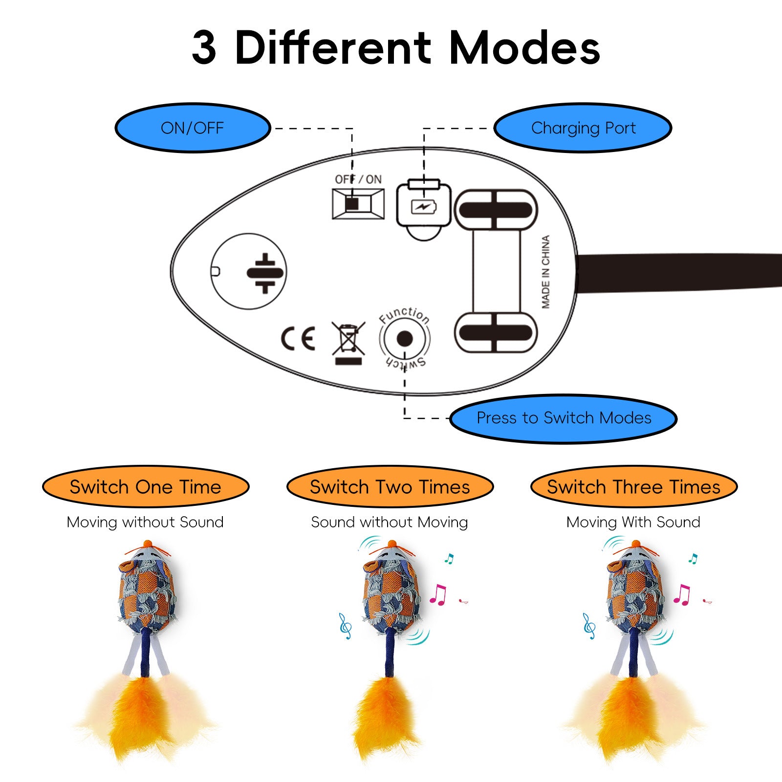 NEW Motion Cat Toy Electronic Moving Mouse Cat Toy Interactive Cat Toy With Rechargeable Battery Sound Box Cat Mouse Feather